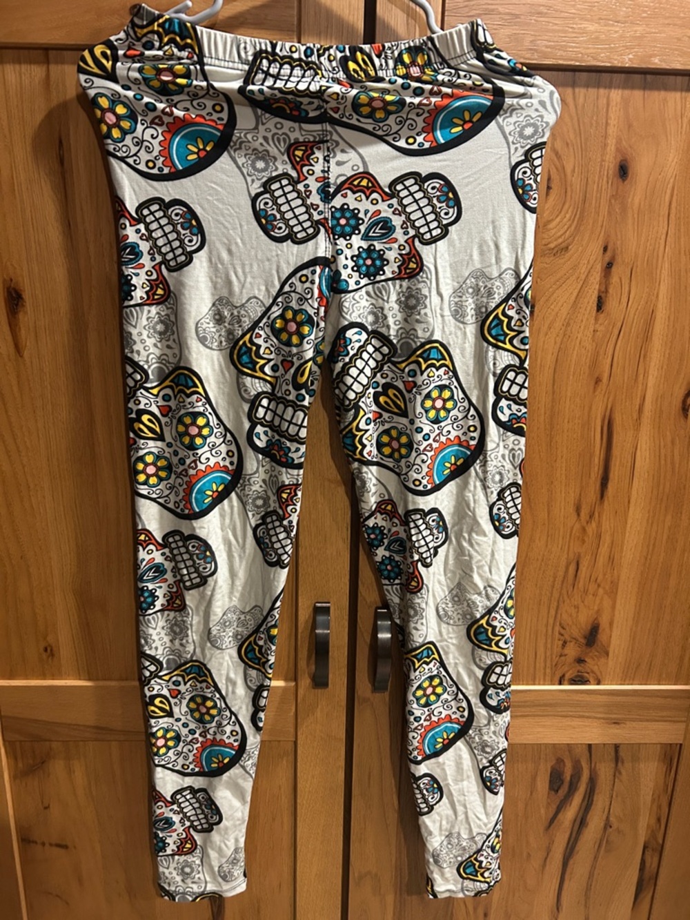 Girls' Cream Sugar Skull Print Leggings